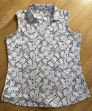 Pebble Beach Women's Sleeveless Golf Polo Size XS Dry Luxe Performance White EUC